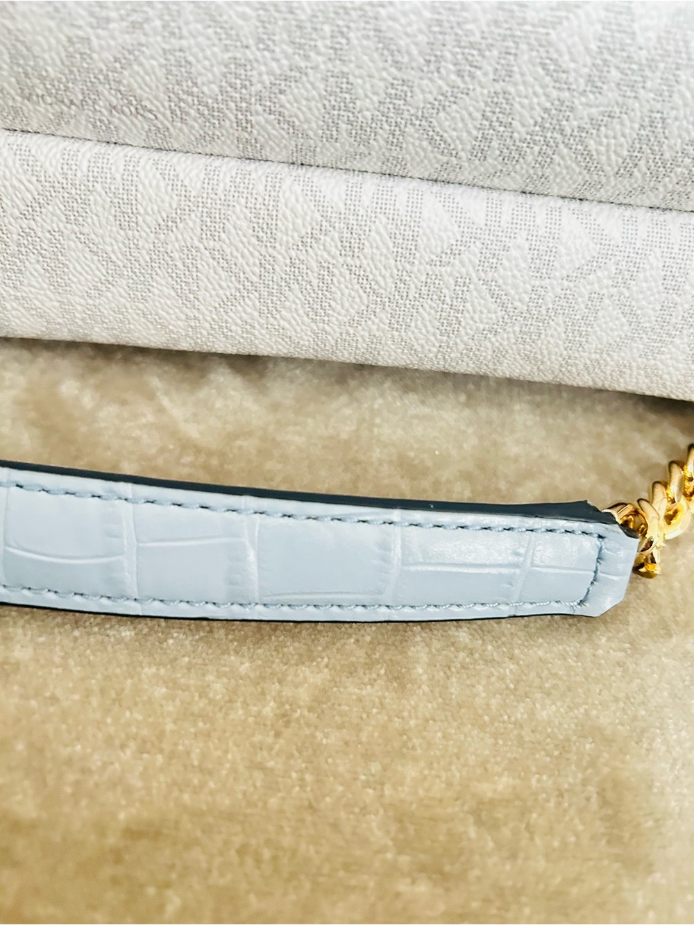 Michael Kors Signature Whitney Bag Croc Pale Blue tricolor Crossbody Shoulder - Picture 11 of 13